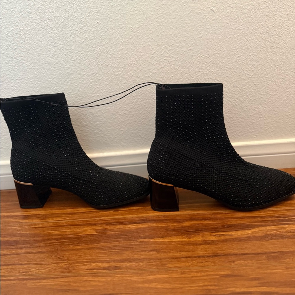 ANDIAMO Women’s Rhinestones Black Ankle Booties Size 11